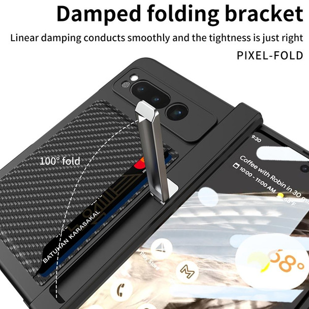 For Google Pixel Fold GKK Integrated Fold Hinge Full Coverage Phone Case with Card Bag(Carbon Fibre Black)