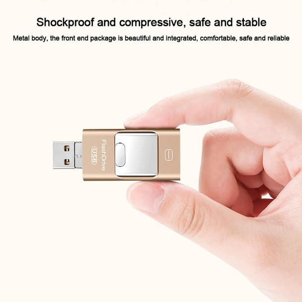 64GB USB 3.0 + 8 Pin + Mirco USB Android iPhone Computer Dual-use Metal Flash Drive (Black)