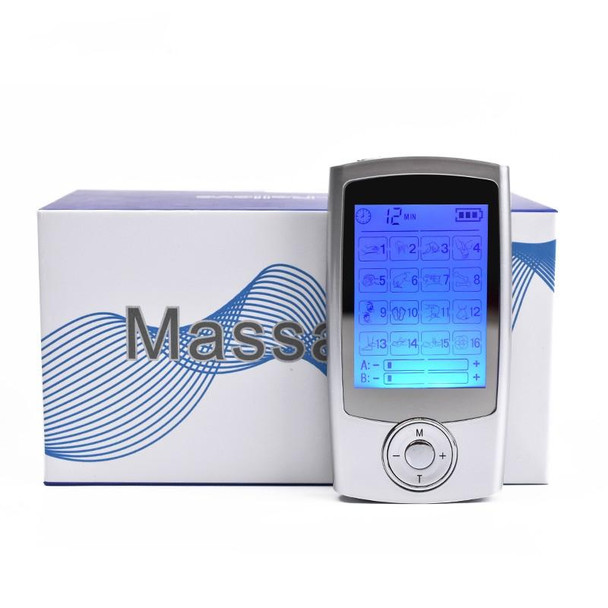 16 Mode Digital Electronic Pulse Massager Muscle Stimulator Pain Relief Machine(Silver)