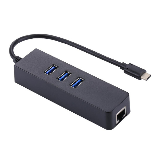 USB-C / Type-C to 3 USB 3.0 Ports HUB + RJ45 High Speed Gigabit Ethernet Adapter Multi-function LAN Adapter