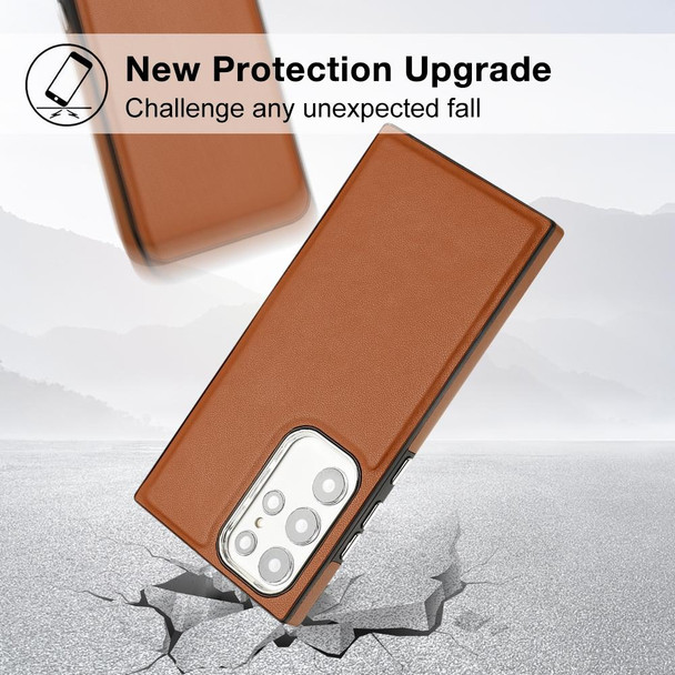 For Samsung Galaxy S22 Ultra 5G Leatherette Texture Full Coverage Phone Case(Brown)