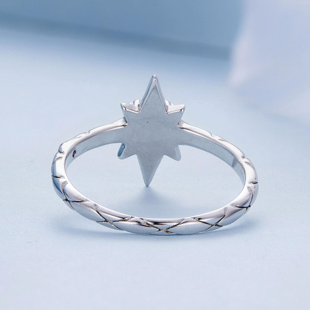 BSR455-7 S925 Sterling Silver White Gold Plated Heart Shape Star Opal Ring Bracelet