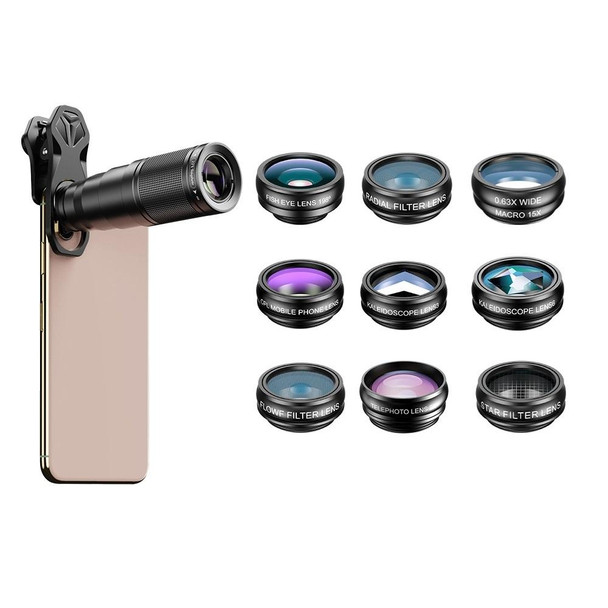 APEXEL APL-22XDG9 22X External Camera Adjustable Focus Mobile Phone Lens(10 in 1)