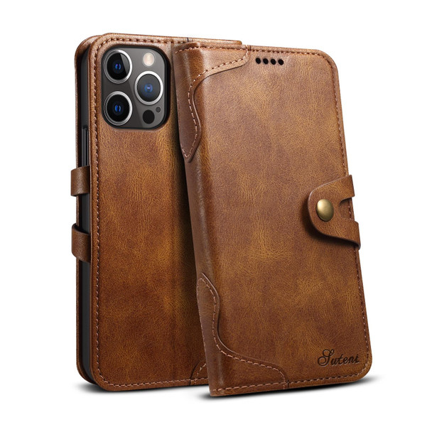 For iPhone 13 Pro Calf Texture Buckle Horizontal Flip Leatherette Case with Holder & Card Slots & Wallet (Brown)