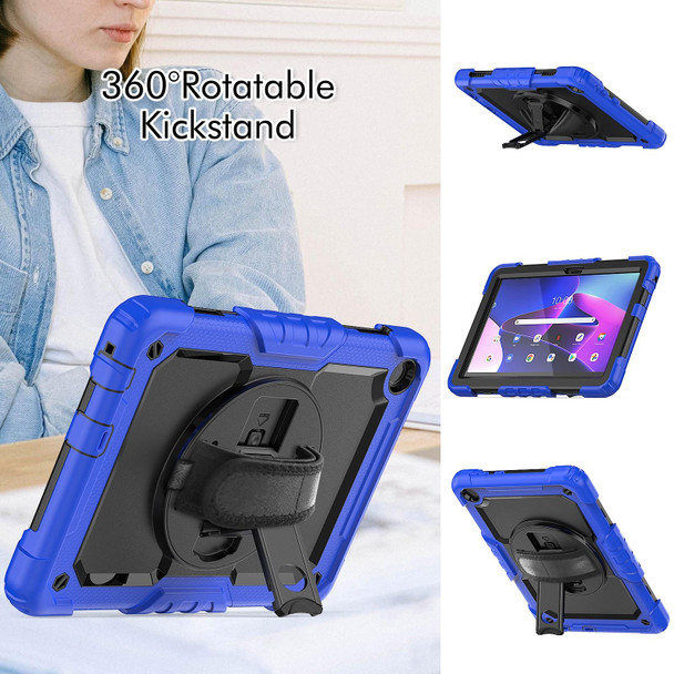 For Lenovo Tab M10 10.1 Gen 3rd Silicone Hybrid PC Tablet Case with Shoulder Strap(Blue)