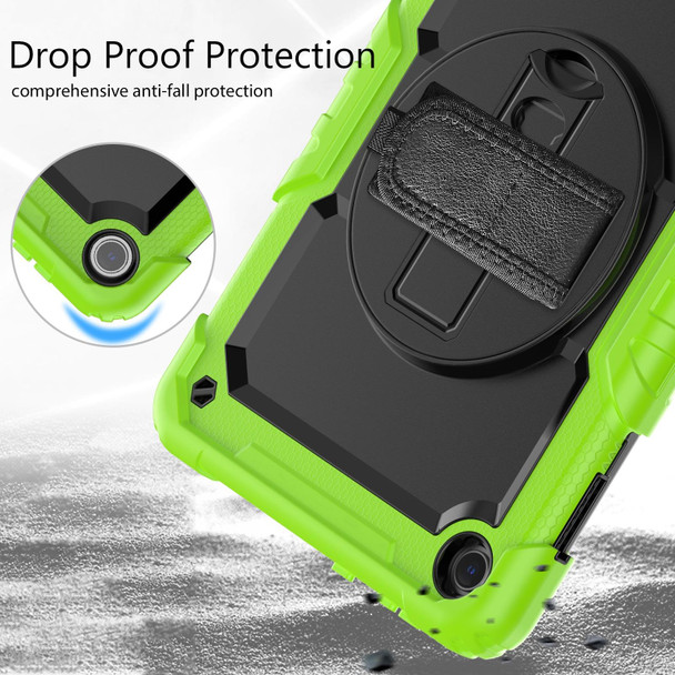 For Lenovo Tab M10 10.1 Gen 3rd Silicone Hybrid PC Tablet Case with Shoulder Strap(Yellow Green)