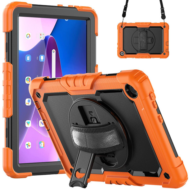 For Lenovo Tab M10 10.1 Gen 3rd Silicone Hybrid PC Tablet Case with Shoulder Strap(Orange)