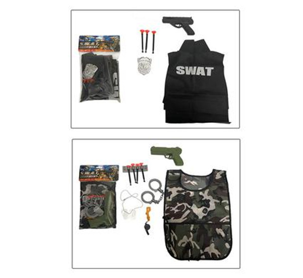 Boys Playset Army/Swat Vest & Gun Asstd