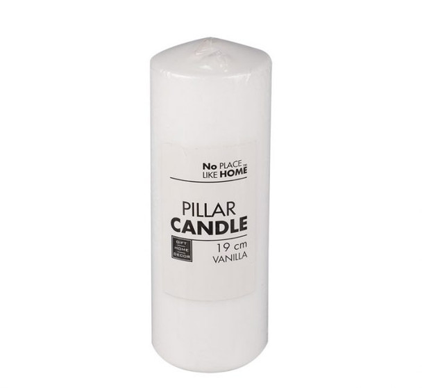 Pillar Candle Round White Scented 19cm x 7cm
