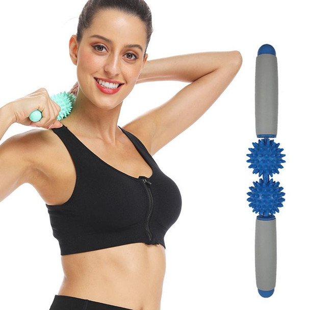 2 PCS 2-Ball Muscle Massage Relaxation Hedgehog Ball Yoga Stick Roller Stick( Blue)