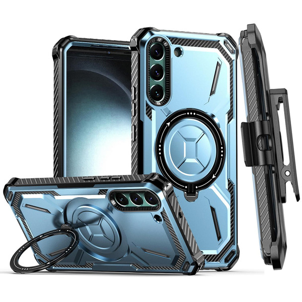 For Samsung Galaxy S21 5G Armor Series MagSafe Magnetic Holder Phone Case with Back Clip(Blue)