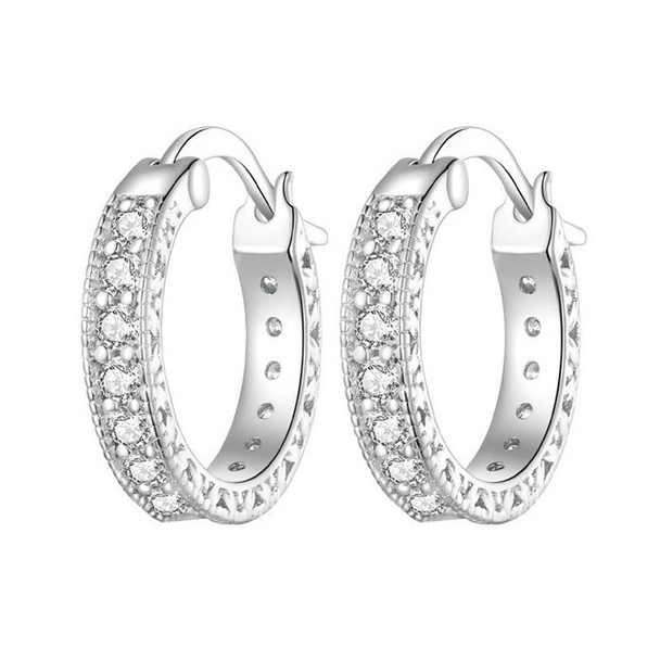 S925 Sterling Silver Simple Fine Flash Zircon Earrings