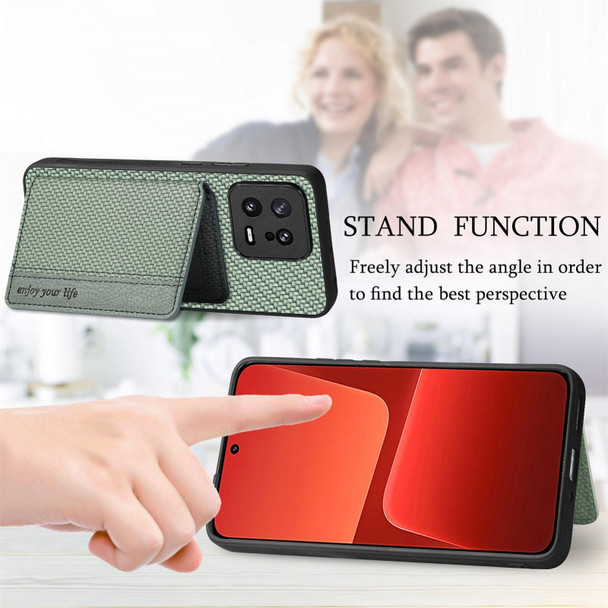 For Redmi 12C Carbon Fiber Magnetic Card Bag Phone Case(Brown)