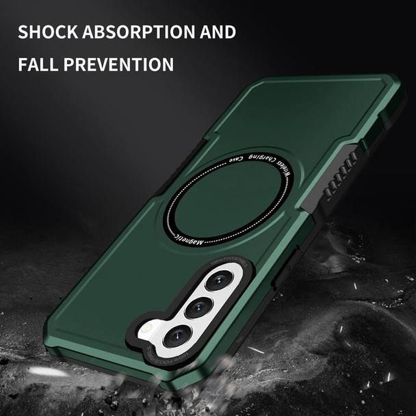 For Samsung Galaxy S22 5G MagSafe Shockproof Armor Phone Case(Dark Green)