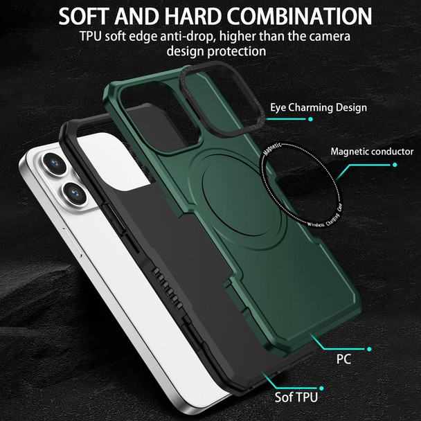 For Samsung Galaxy S22 5G MagSafe Shockproof Armor Phone Case(Dark Green)