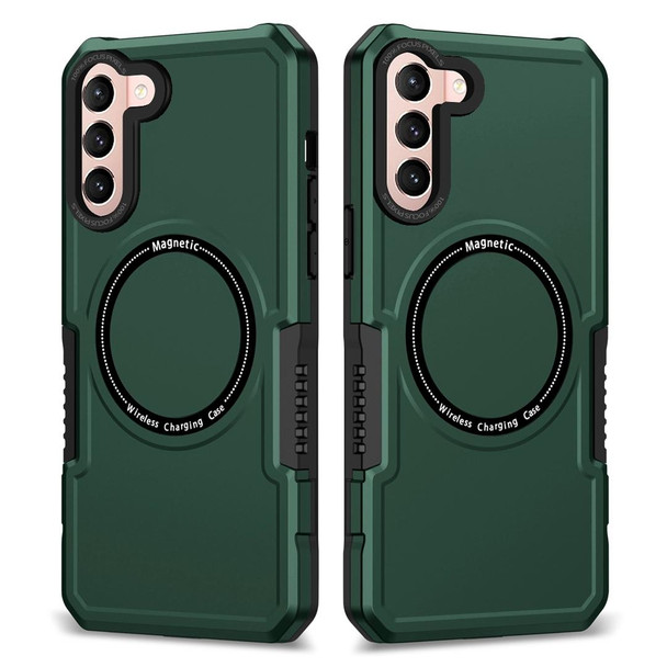 For Samsung Galaxy S21 5G MagSafe Shockproof Armor Phone Case(Dark Green)