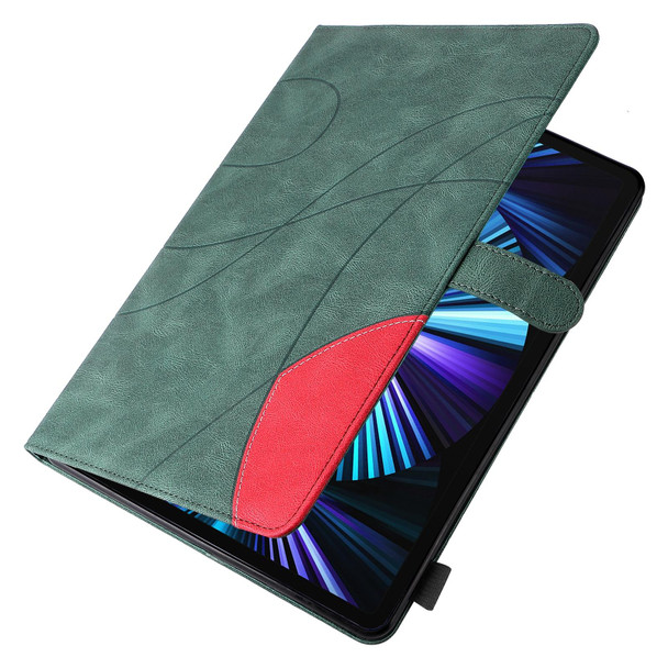 Dual-color Splicing Horizontal Flip PU Leatherette Case with Holder & Card Slots & Sleep / Wake-up Function - iPad Pro 11 (2021/2020/2018) / Air (2020)(Green)