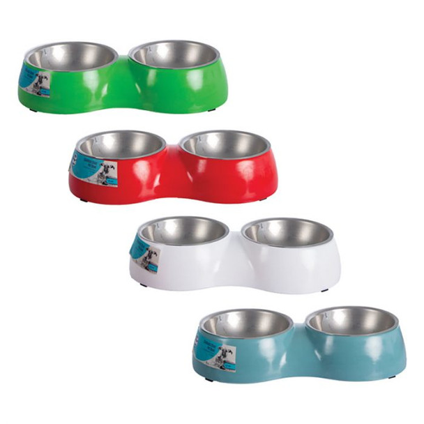 Pet Dog/Cat Bowl Plastic and Stainless Steel 12cm Double