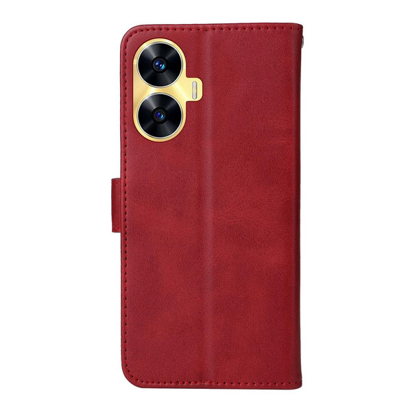 For Realme C55 Classic Calf Texture Flip Leatherette Phone Case(Red)