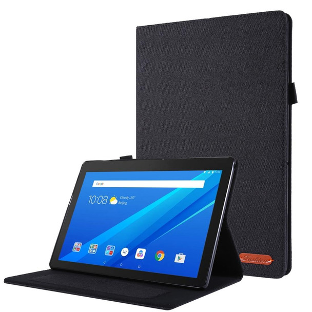 For  Lenovo Tab E10 10.1 Cloth Style TPU Flat Protective Shell(Black)