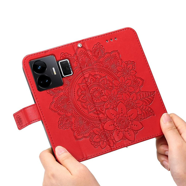 For Realme GT Neo 5 5G / GT3 7-petal Flowers Embossing Leatherette Phone Case(Red)