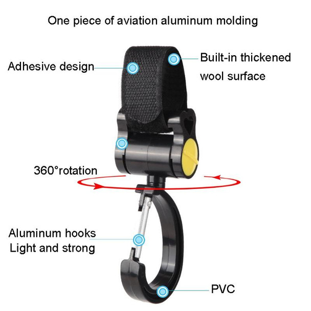 2pcs Universal Baby Stroller Hooks Accessories 360 Degree Sticky Hooks(Yellow)