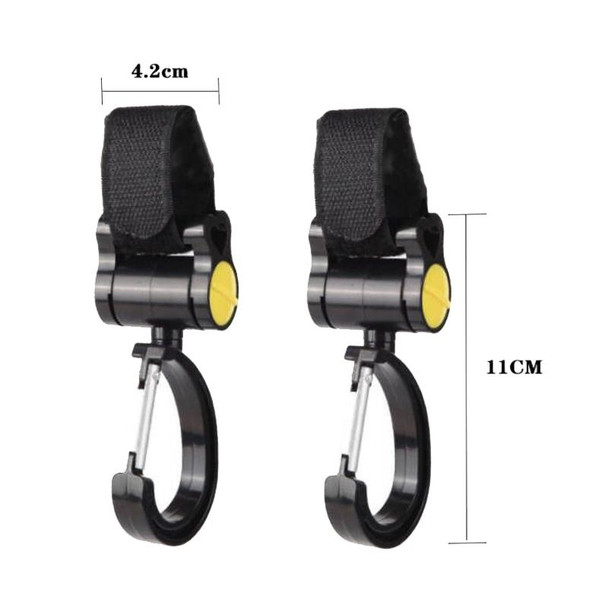2pcs Universal Baby Stroller Hooks Accessories 360 Degree Sticky Hooks(Black)