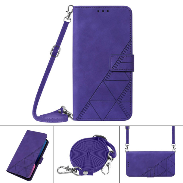 Alcatel 1L 2021 Crossbody 3D Embossed Flip Leatherette Phone Case(Purple)