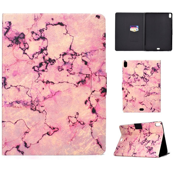 For iPad Pro 11 inch (2018) TPU Horizontal Flip Leatherette Case with Holder & Card Slot & Sleep / Wake-up Function(Pink Marble)