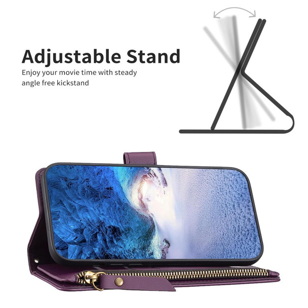 For Xiaomi Redmi 9 9 Card Slots Zipper Wallet Leather Flip Phone Case(Dark Purple)