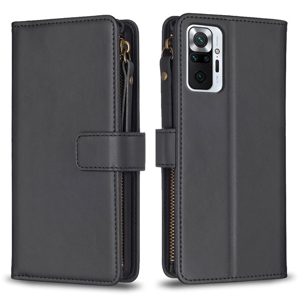 For Xiaomi Redmi Note 10 Pro 9 Card Slots Zipper Wallet Leather Flip Phone Case(Black)