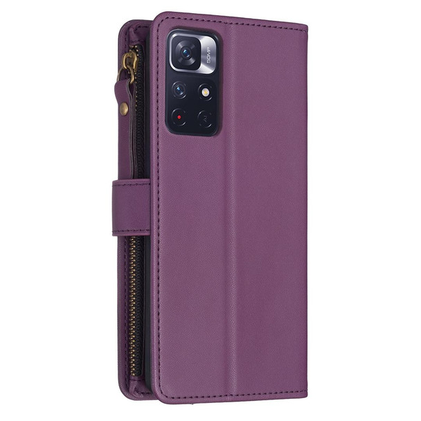 For Xiaomi Redmi Note 12S 4G 9 Card Slots Zipper Wallet Leather Flip Phone Case(Dark Purple)