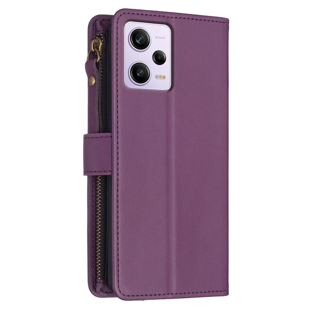 For Xiaomi Redmi Note 12 Pro 9 Card Slots Zipper Wallet Leather Flip Phone Case(Dark Purple)