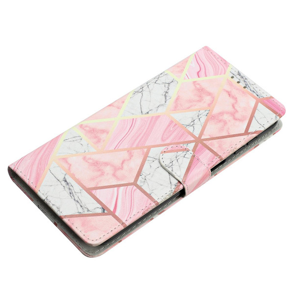 For Xiaomi Redmi 10C Colored Drawing Leather Phone Case(Pink Marble)