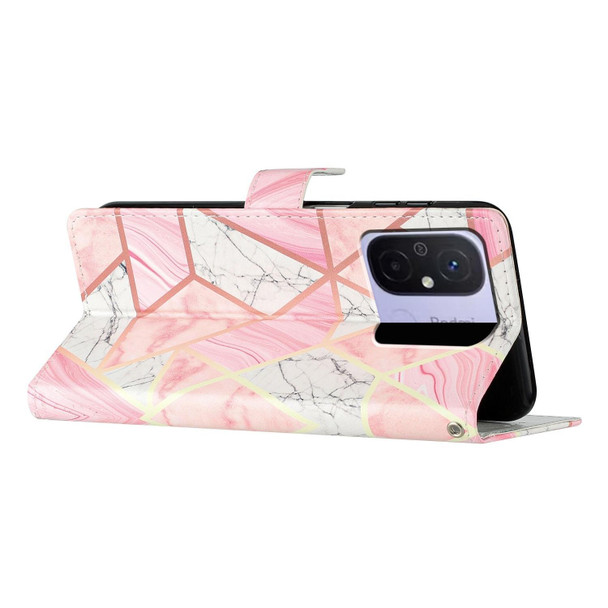 For Xiaomi Redmi 12C Colored Drawing Leather Phone Case(Pink Marble)