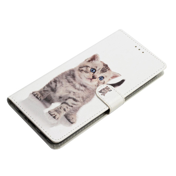 For Google Pixel 7a Colored Drawing Leatherette Phone Case(Little Tabby Cat)