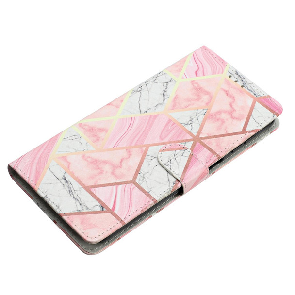 For Google Pixel 7 Colored Drawing Leatherette Phone Case(Pink Marble)