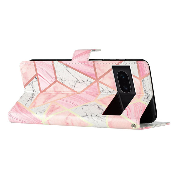 For Google Pixel 7 Colored Drawing Leatherette Phone Case(Pink Marble)