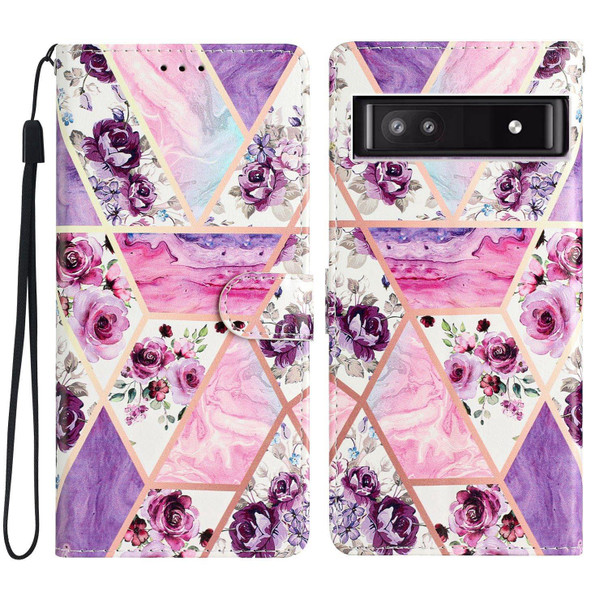 For Google Pixel 7a Colored Drawing Leatherette Phone Case(Purple Marble)