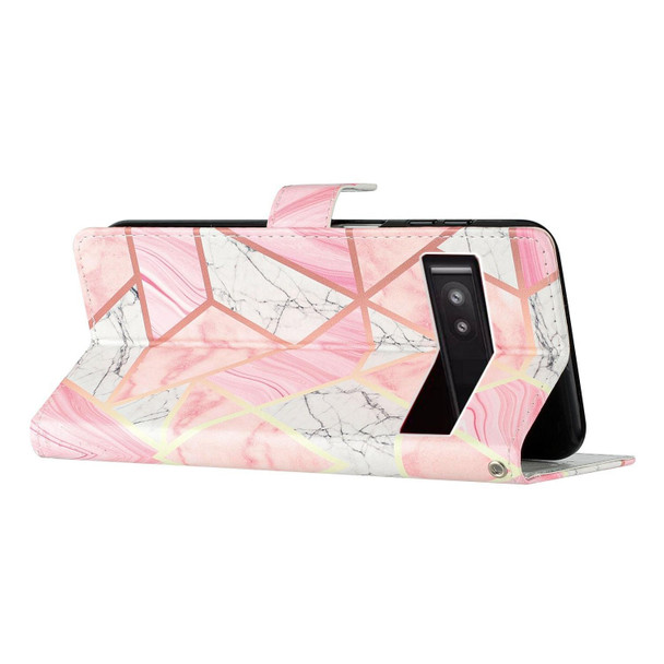 For Google Pixel 7a Colored Drawing Leatherette Phone Case(Pink Marble)