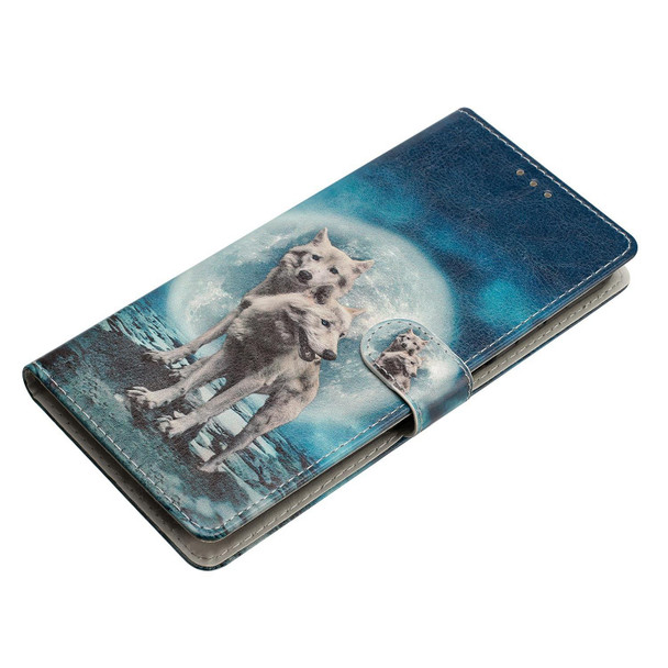 For Google Pixel 6 Pro Colored Drawing Leatherette Phone Case(Twin Wolves)