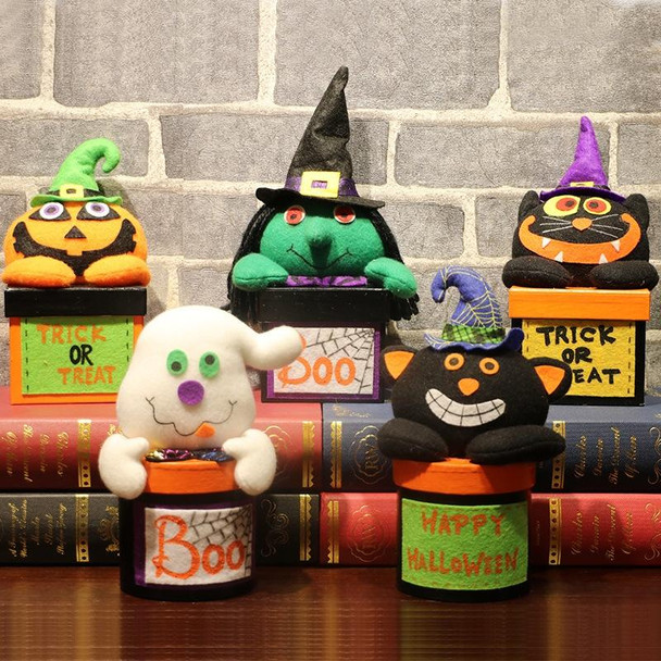 2 PCS Halloween Candy Jar Gift Box Shopping Mall Kindergarten Decoration, Style:Square Box(Pumpkin)