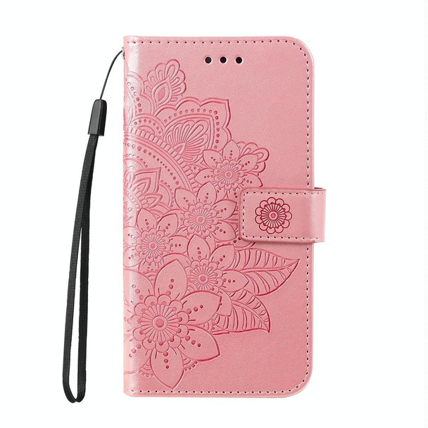 For Realme GT Neo 5 5G / GT3 7-petal Flowers Embossing Leatherette Phone Case(Rose Gold)