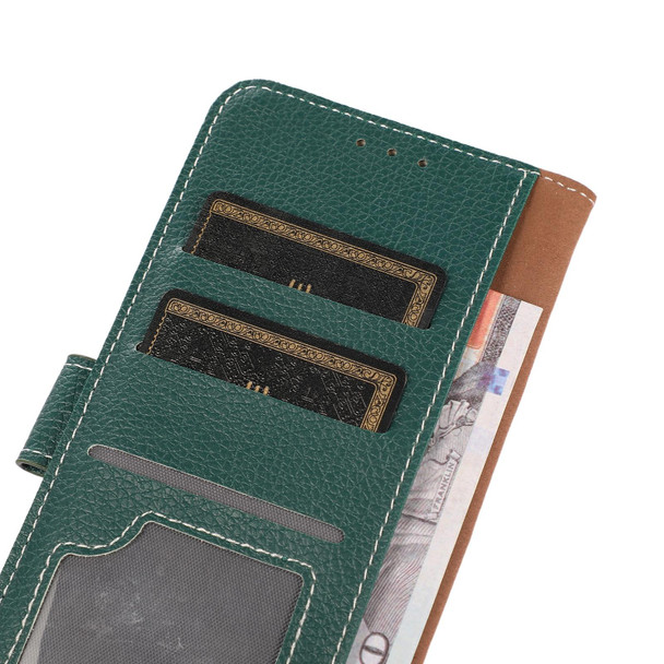Alcatel 1L 2021 Litchi Texture PU + TPU Horizontal Flip Leatherette Case with Holder & Card Slots & Wallet(Dark Green)