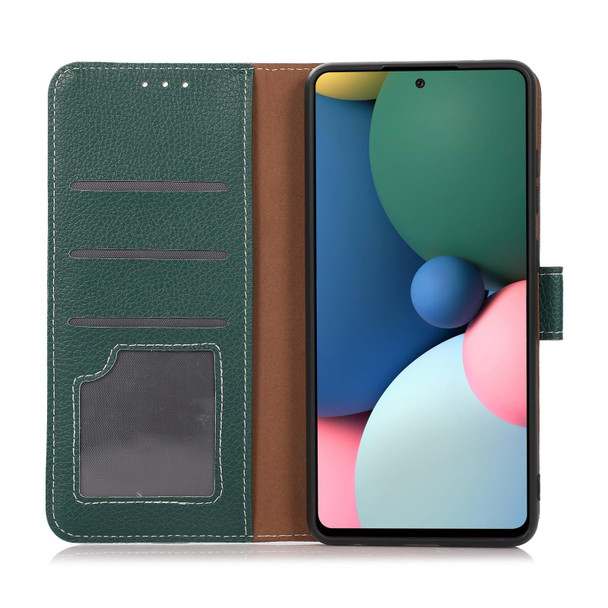 Alcatel 1L 2021 Litchi Texture PU + TPU Horizontal Flip Leatherette Case with Holder & Card Slots & Wallet(Dark Green)