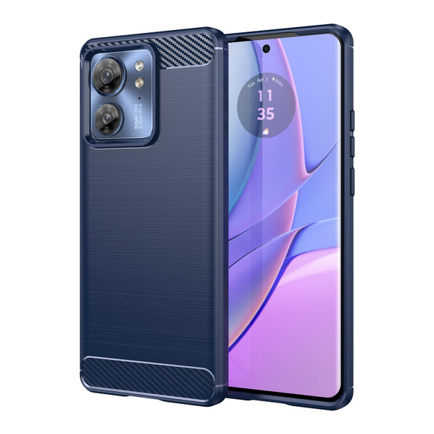For Motorola Edge 40 Brushed Texture Carbon Fiber TPU Phone Case(Blue)