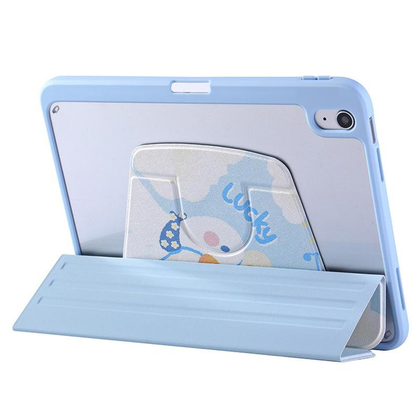 For iPad mini 6 3-Fold 360 Rotation Painted Leatherette Smart Tablet Case(Lucky Duck)