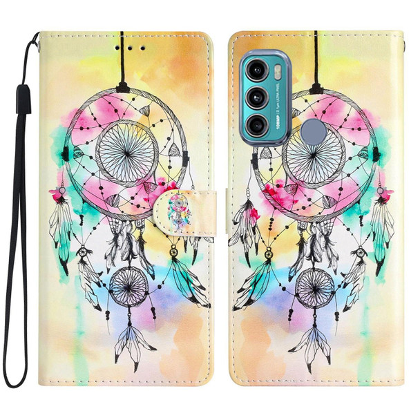 For Motorola Moto G60 Colored Drawing Leatherette Phone Case(Dream Catcher)