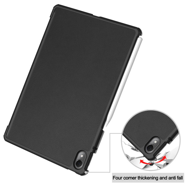 For Huawei Matepad Air Custer Pure Color 3-Fold Holder Smart Leatherette Tablet Case(Black)