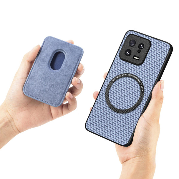 For Redmi Note 10 4G Carbon Fiber Leatherette Card Magsafe Phone Case(Blue)